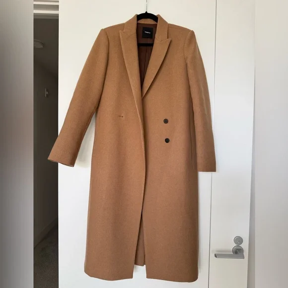 Theory City Coat Wool Blend Haystack Camel P / XS NWOT